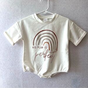 NEW Christian White Baby Onesie 6-12M snap closure and stretchy thigh